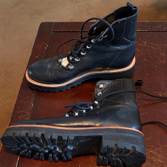 🖤🥾Marc Fisher Black Leather Boots with Shearling Lining - Picture 2 of 2